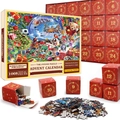 Calendrier de l'Avent puzzle de Noël de 1008 pièces avec 24 petites boîtes rouges - Style sd20 (70x50cm)