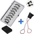 Close-up of 5 pairs magnetic lashes set with rose gold applicator and MB6K-5 packaging - MB6K-5 / 5 Pairs Eyelashes + Black Clip