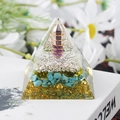 Orgone energy pyramid with amethyst, turquoise, and copper wire in clear resin - Style 21-Amethyst Column + Citrine Turquoise