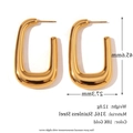 U-shaped hollow 18K gold plated stainless steel hoop earrings with hammered texture - Hollow Trapezoid Geometric Open Hoop Earrings - Gold