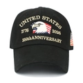 Cappello nero per il 250° anniversario USA con aquila ricamata e bandiere 1776-2026 - Nero