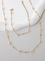 Bohemian white beaded flower necklace with gold-plated stainless steel chain and clasp - Porcelain White Necklace And Bracelet
