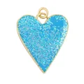 Sky blue heart pendant with silver glitter finish and golden metallic frame for jewelry - Sky Blue Glitter Heart Style (K108283M1-Sky Blue)