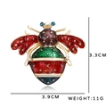 Bee-shaped enamel brooch with colorful crystals and gold-tone finish 3.3x3.9cm - Red and Green Enamel Bee Brooch