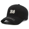 Black cotton baseball cap featuring white Ré embroidery and Version text on the brim - Adjustable / Black