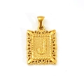 Gold plated stainless steel pendant featuring a textured letter J with wavy hollow frame - Letter J (SP598G-J)