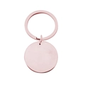 Polished rose gold stainless steel round keychain pendant for custom laser engraving - Single Round Tag / Rose Gold