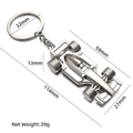 Silver F1 racing car keychain with detailed mechanical structure and metal ring - x-035 Hollow Racing Car