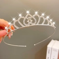 Sparkling silver crystal tiara with heart vine design and brilliant rhinestones for girls - Silver Hollow Heart Vine