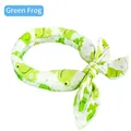 Green Frog cooling dog bandana with white fabric and star patterns for summer heat - 100*5cm / Green Frog
