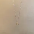 Elegant titanium steel necklace with a single sparkling round diamond pendant in silver finish - X1666 Silver - Minimalist Sparkle