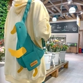 Funny green canvas duck-shaped crossbody waist bag for men and women in Harajuku style - Green