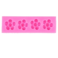 Pink silicone mold with four flower cavities for fondant, chocolate, and cake decoration - Style 5 / Pink