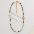 Collana di perline arcobaleno con perle, vetro colorato e ciondolo fatto a mano - Collana in Pietra con Perline Colorate e Perla d'Acqua Dolce