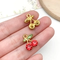 Luxurious DIY cherry pendants with red rhinestones and gold finish for jewelry making - KC Gold Red Rhinestone Fruit Cherry (23412)