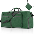 Large dark green foldable travel duffel bag with matching mini organizer pouch - 65L / Ant Dark Green