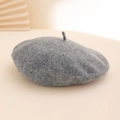 Classic mid-grey wool blend beret hat with a minimalist design for women - One Size / Deep Heather Grey