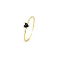 Minimalist adjustable gold ring with a black heart-shaped gemstone setting - Black Zirconia/Gold Color