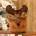 Sac à bonbons renne de Noël en polaire sherpa avec bois en peluche et cordon - Sac de Pomme en Similicuir - Renne Mignon