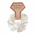 Elastico per capelli in seta bianca regalo damigella con biglietto decorativo - Bianco