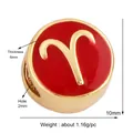 Round golden Aries charm bead with red enamel finish and 6mm thickness for DIY jewelry - Zodiac-Aries