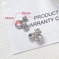 Détail de pendentifs cerise DIY en alliage avec pierres roses en forme de cœur, 14x15mm - 3# Cerise Irisée en Argent (Seul)