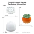 Moule en silicone pour pot à bougie en forme de kaki avec deux pièces translucides - Moule à Bougie en Forme de Persimmon