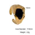 Détail de la bague dorée texture lave avec centre émail noir 15mm et dimensions - Noir