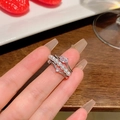 Silberne Ringe mit Perlen und Zirkonia für einen edlen koreanischen Vintage-Look - Silber Perle Zirkon Stil (J919)