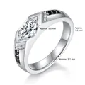 1ct Marquise-Moissanit-Ring aus Silber mit schwarz-weißen Seitensteinen, Vorderansicht - US 6.5 / Schwarz-Weiße Zirkonia-Akzente