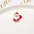 Christmas Santa Claus enamel charm in red and white with gold finish for DIY jewelry - 02# Santa Claus (17*23mm)