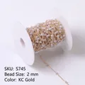 DIY Schmuckkette aus Kupfer mit 2mm weißen Perlen auf KC-Gold-Spule für Handwerk - 2mm (Fein) / KC Gold