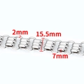Polished stainless steel 3-link chain with 15.5mm width and 7mm pitch detail - Polished Triple Buckle Chain 15.5mm