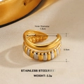 Two-tone stainless steel open ring with gold and silver wave texture and 3.3g weight - Wavy Texture Two-Tone Open Ring (Style 7)