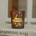 Brown frosted glass Christmas candle holder with Merry Christmas and star patterns - Brown Monogram / Small (5.5*6.5cm) / Brown