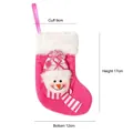 Pink Christmas stocking with 3D snowman, plush trim and dimensions: 17cm height - Pink Snowman