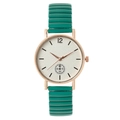 Montre quartz avec bracelet extensible vert émeraude et boîtier or rose pour femme - Vert clair