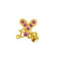 Golden heart love earring with pink zircon stones on a white background - Love Heart Style (#8)