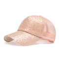 Casquette de baseball rose pailletée pour femme avec sequins et maille aérée - Rose