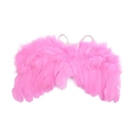 Baby photography prop featuring soft pink feather angel wings with elastic straps - Deep Pink