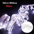 Cinta LED plateada con patrones de estrellas y notas musicales y luz blanca fija - Plata Luz Blanca / 2 Metros