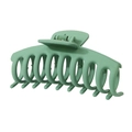 Detailansicht der großen matten grünen Haarklammer mit robuster Feder und Kammstruktur - 11cm / Matt Grün / Großpackung