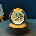 Luminous crystal ball night light with moon engraving on a wooden LED base - 5cm Crystal Ball + USB Warm Light Base / Moon