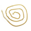 Detail of gold Cuban link chain necklace with lobster clasp and adjustable extender - Curb Chain