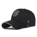 Schwarze Baseballkappe mit Schild-Stickerei und hellbrauner Kontrast-Paspelierung - Verstellbar / Schwarz Gold