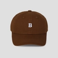 Detailed embroidery of white letter B on brown cotton twill baseball cap texture - M (56-58cm) / Coffee