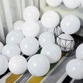 Glossy white latex balloons in a black metal basket for party decorations - 10 Inch 2.2g Macaron White