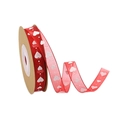 Red sheer heart-print ribbon roll for Valentine's Day gift wrapping and wedding decor - Style 2-Red Base White Heart-10mmx10m