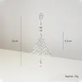 Silver metal Christmas tree ornament with crystal pendant, 22cm hanging decoration - Silver Christmas Tree
