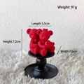 Red heart rose bear scented candle pair on black stand for romantic home decor - Hugging Bear (COCO Scent) / Red